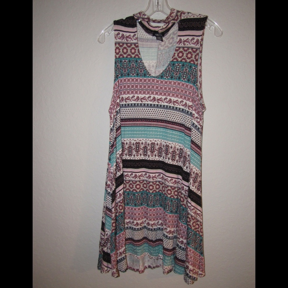 Multi-patterned Flowy Dress